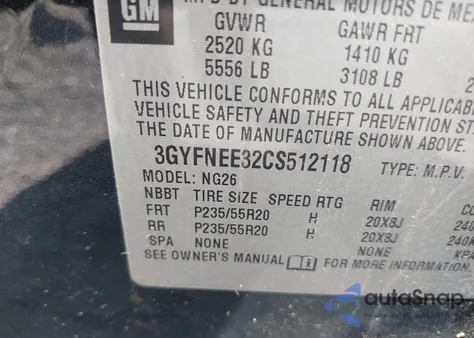 2012 Cadillac Srx Performance Collection from USA, damaged, VIN 3GYFNEE32CS512118